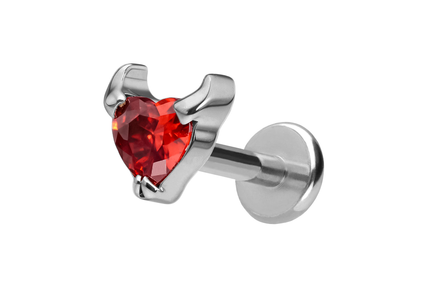 Titan Labret Piercing mit Push Fit TEUFELSHERZ